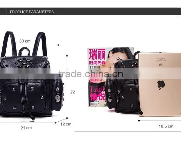 Wholesale Fashion Custom Women High School Leather Backpack photo-3