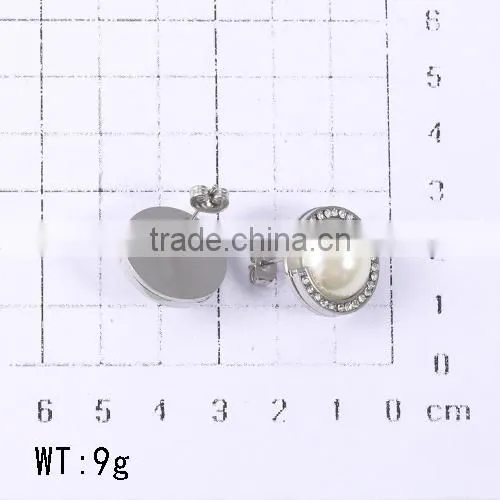 Latest Exquisite Workmanship Favorable Price White Big Pearl Earrings With Shinning Stone photo-2