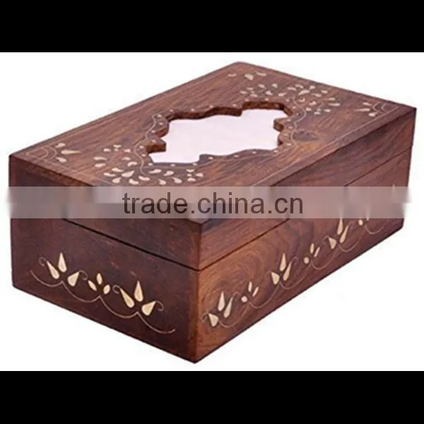 Laser Carved High Quality Customized Desktop Decoration Wooden Tissue Storage Box photo-5