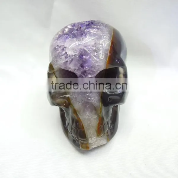 Small Size Carved Natural Amethyst Quartz Skulls With Geode All by Handmade Good for Art Collection photo-6