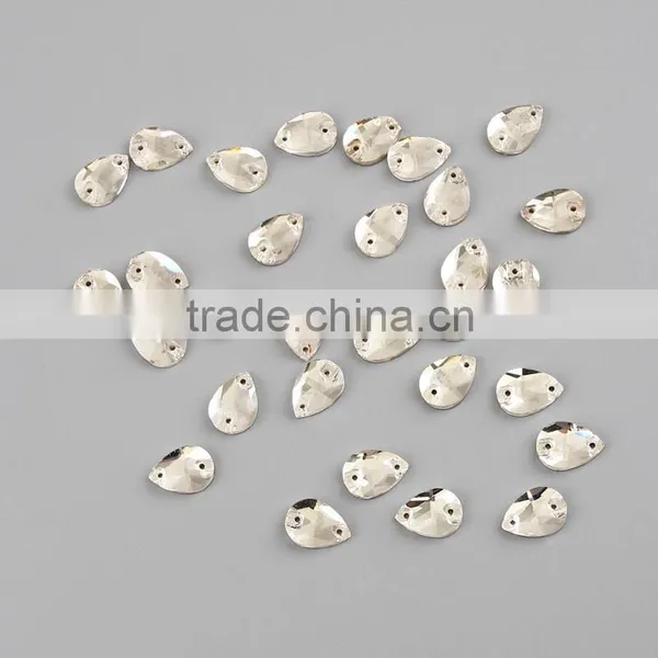 Pujiang Flatback Drop Shape Crystal Sew on Stone for Dresses photo-4
