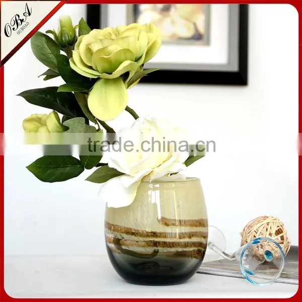 OUBOAO Small Delicate Glass Flower Vase Creative Color Desktop Decorative Flower Pot
