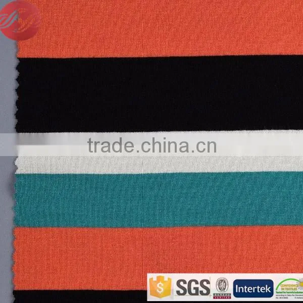 Auto Stripe Yarn Dyed Rayon Viscose Lycra Single Jersey Fabric photo-2