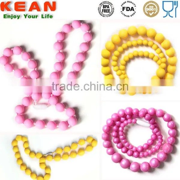 Silicone Teething Jewelry Champagne Navajo White DimGray Colors for You Choice Necklaces Silicone Bead Teething photo-3