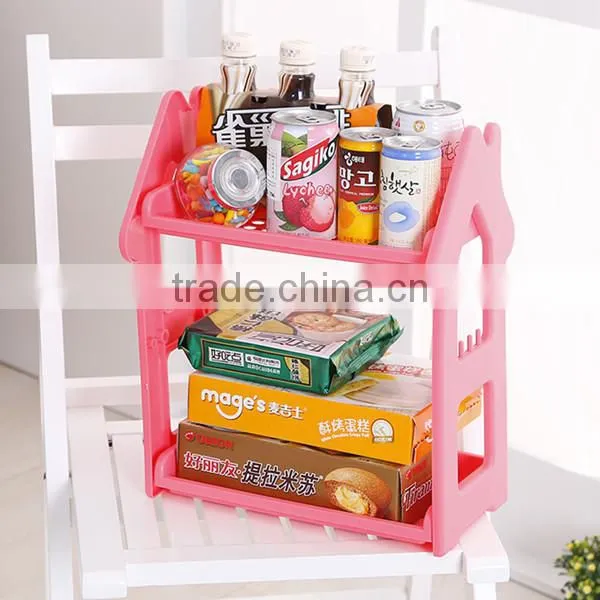 2-Shelf Shelving Unit Plastic Bathroom Shelf With Two Layers Organizer photo-5
