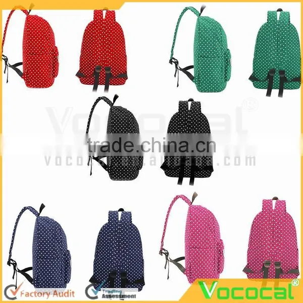Cute Polka Dot Women Canvas Backpack Satchel Rucksack Schoolbag Leisure Travel Shoulder Bag photo-6