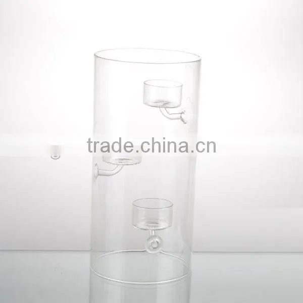 2-tier 2016newset Top Grade Clear Series Tall Glass Straight Barrel Hurricane Candle Holder photo-2