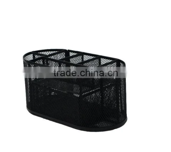 Black Multi-function Metal Mesh Name Card Collection Oval Suppiles Caddy photo-2