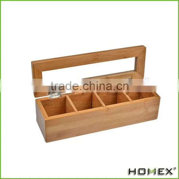 Direct Factory Price 4 Slot Bamboo Wood Tea Storage Box/Homex_Factory photo-2