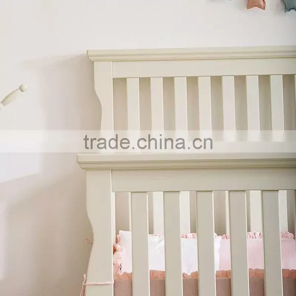 Classical French Style Happy Kids Antique White Solid Wood Carving Baby Crib, Classic European Style Kids Furniture BF11-02274c photo-4