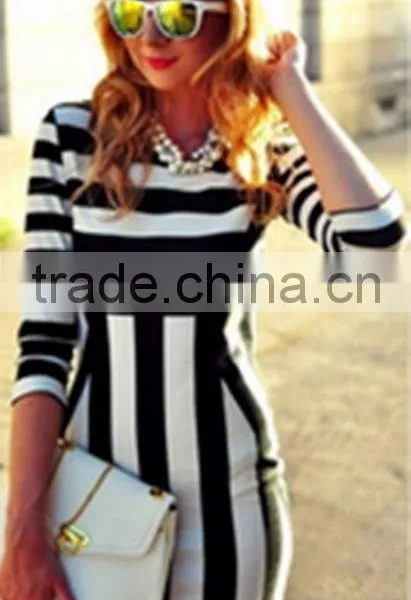 Womens Celeb Monochrome Black White Striped Optical Illusion Party Bodycon Dress