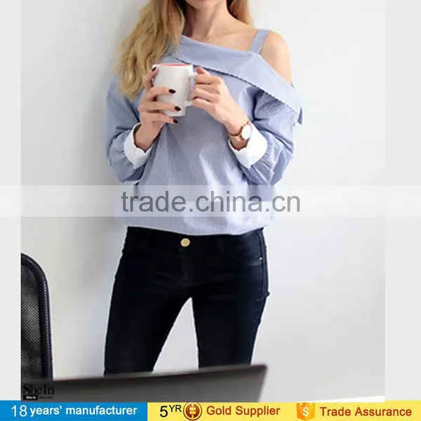 2017 Latest Women Blouse Tops Sample Long Sleeve Ruffle Collar High Neck Cotton Sarees Blouse Designs Patterns Picture photo-5