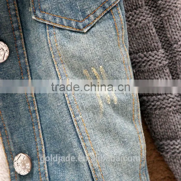 2016 Women Winter Removable Denim Parka Coat Wholesale Denim Jacket With Raccoon Fur Collar photo-6