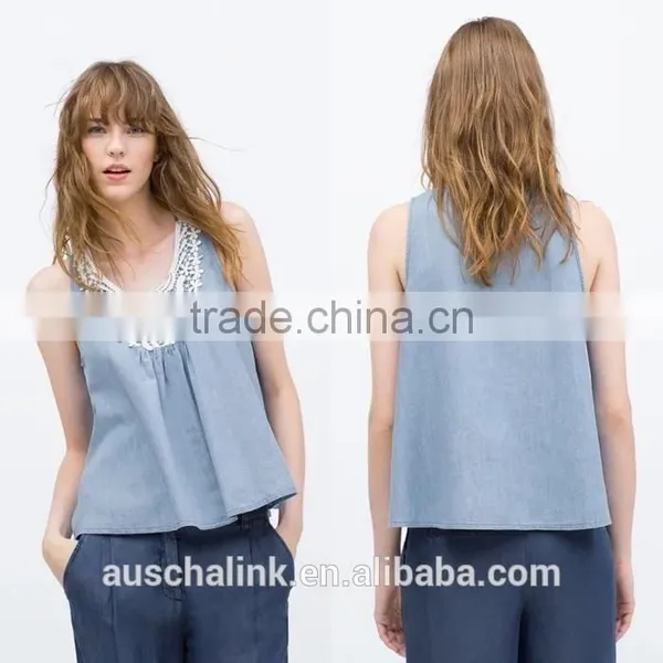 New Style Summer Denim Sleeveless Crochet Top Pattern Wholesale photo-5