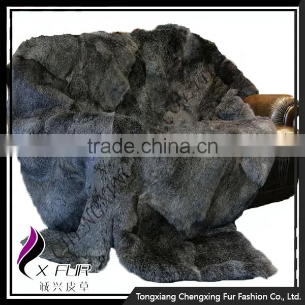 CX-D-08D Throw Single Side Fur Blanket Thick Real Rabbit Fur Blanket photo-6