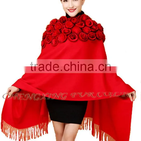 CX-B-P-37A Flowers Design Fashion Winter Ladies Cheap Shawl photo-2