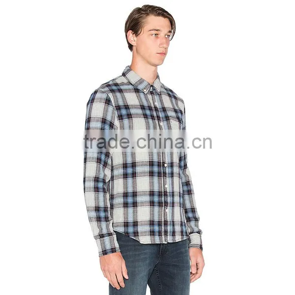 OEM Wholesale Cheap Flannel Warm Plaid Style Mens Heavy Cotton Shirts photo-2