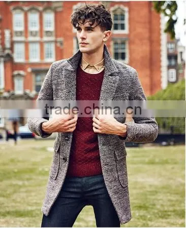 Slim Fit Pure Color Wool Men Coat Winter Coat photo-4