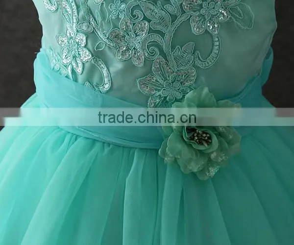 2017 Indian Girls Without Dress Pictures Summer Green Flower Puffy Party Dress Turkey Girls Shining Performance Dance Dresses photo-4