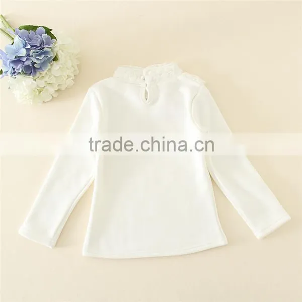 Hot Sale Kids White Cotton Tops With Bear Appliqued Long Sleeves Bottoming Shirts for 3-15years photo-2