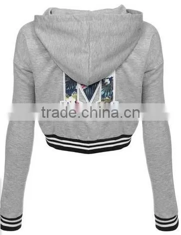 Plus Size Crop Top Letter Print Long Sleeve Zip Up Sweatshirt Sports Hoodie For Women photo-2