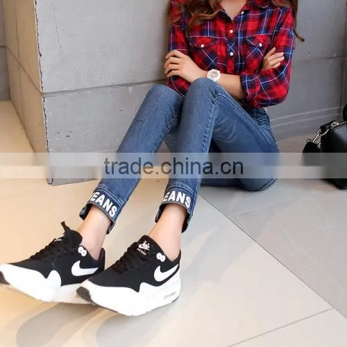 Cotton High Waist Women Pencil Pants Printed Letter Blue New Model Jeans Pants photo-3