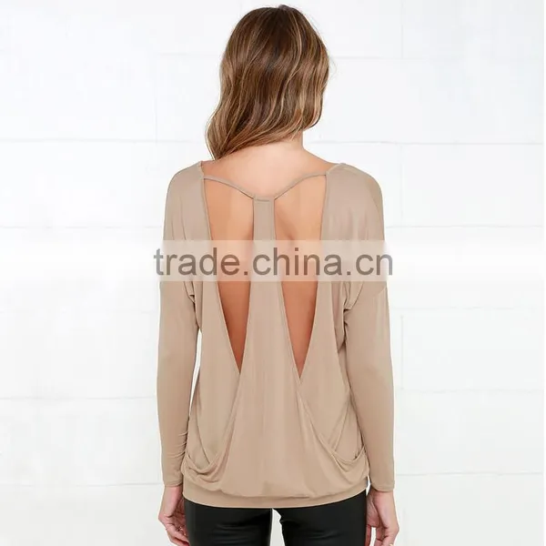 Ms 2015 Europe and the United States Sports Leisure Long-sleeved T-shirt V-neck Backless Sexy, Render Unlined Upper Garment photo-5
