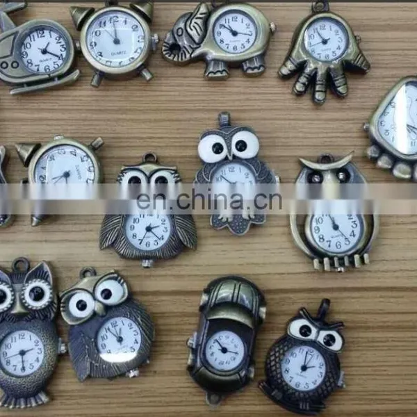 Retro Antique Vintage Cheap Owl Elephant Animal Pendant Necklace Watch