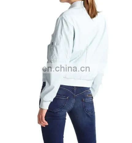 Hot Selling OEM Women Satin MA 1 Satin Bomber Jacket photo-6