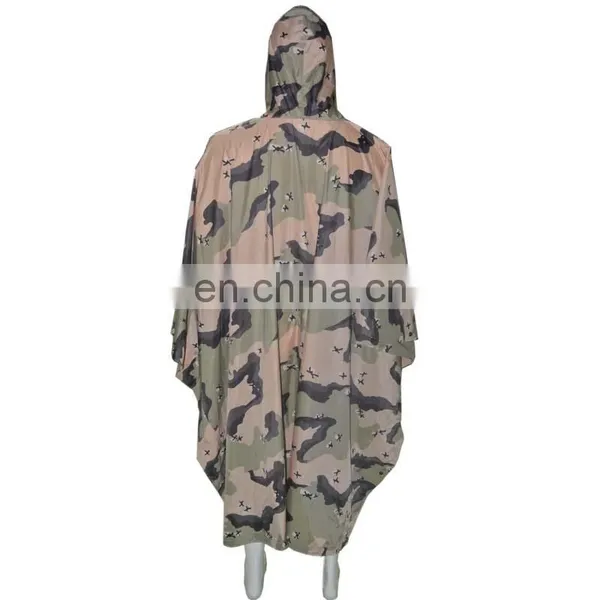 High Quality Outdoor Jungle Military Camouflage Rain Poncho With Hood photo-3