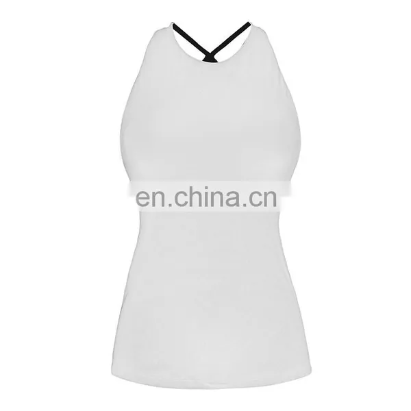 No Moq Wholesale Women Running White Backless Gym Tank Top Blank photo-4