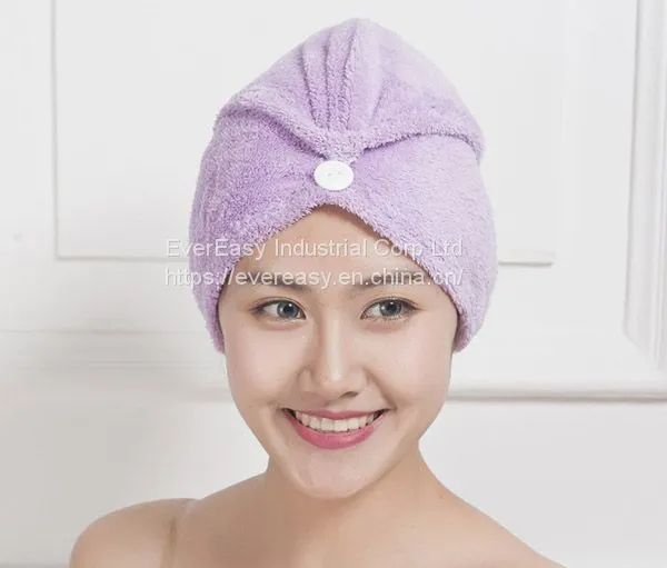 Lovely Plush Shower Cap for Shower Room Family Use Super Absorbent