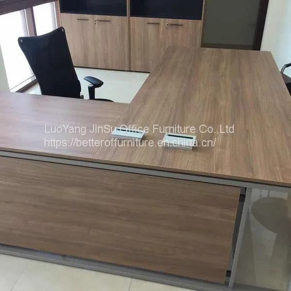Manager Use L Shape Office Desk 3060 Steel Frame Wooden Modesty Panel photo-4