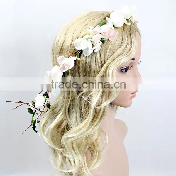 New Design Mori Girl Hiar Artificial Flower Wreath For Wedding
