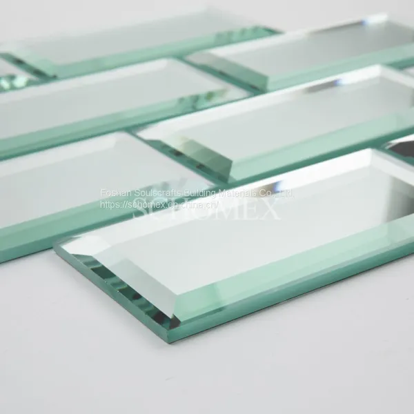 Schomex Wholesale Triangle Square Strip Mirror Glass Mosaic Tiles For Backsplash Bathroom Wall photo-2