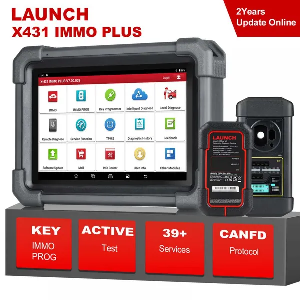 Launch X431 IMMO Plus Key Programmer 3-in-1 IMMO Clone Diagnostics Functions Global Version Supports MQB RH850 BMW BDC2 Add Key