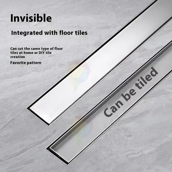 8cm Wide 304 Stainless Steel Invisible Linear Hidden Floor Drain Modern Design for Bathroom Shower Toilet Room Deodorant Use photo-2