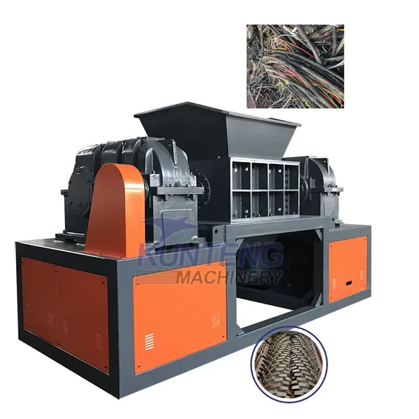 Broyeurs à double arbre pour câbles électriques, caoutchouc, plastique, métal. Broyeur de déchets, machine de recyclage EPC