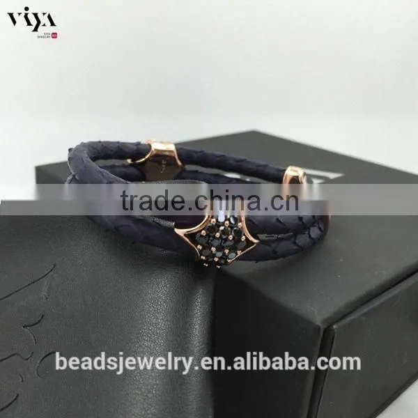 2016 New Arrival Luxury Silver Plated Exotic Genuine Stingray Man Skull Bracelet For Man photo-5
