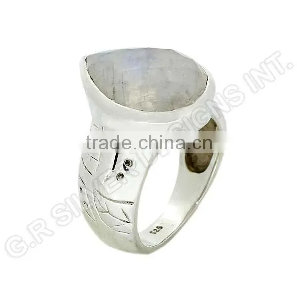 Rainbow Moonstone Gemstone Jewelry,925 Sterling Silver Women Rings Jewelry photo-5