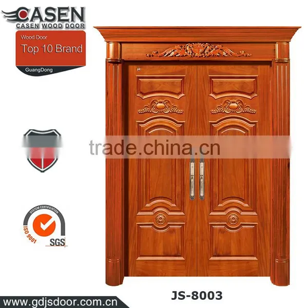 Flower Carving Double Swing Mahogany Villa Entrance Wood Design Door photo-3