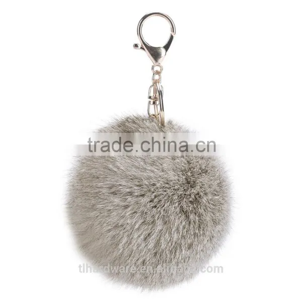 Good Quality 12cm Raccoon Fur Pom Pom Fur Pompom Hat Raccoon Fur Ball Keychain photo-6