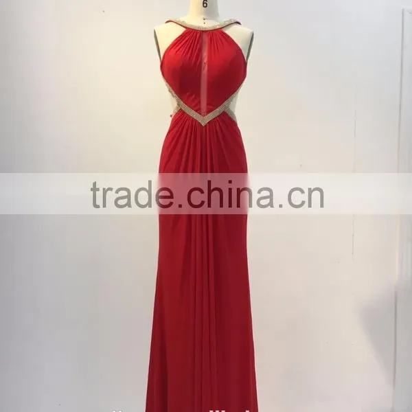 Luxury Elegant Backless Red Long Chaozhou Evening Dress photo-2