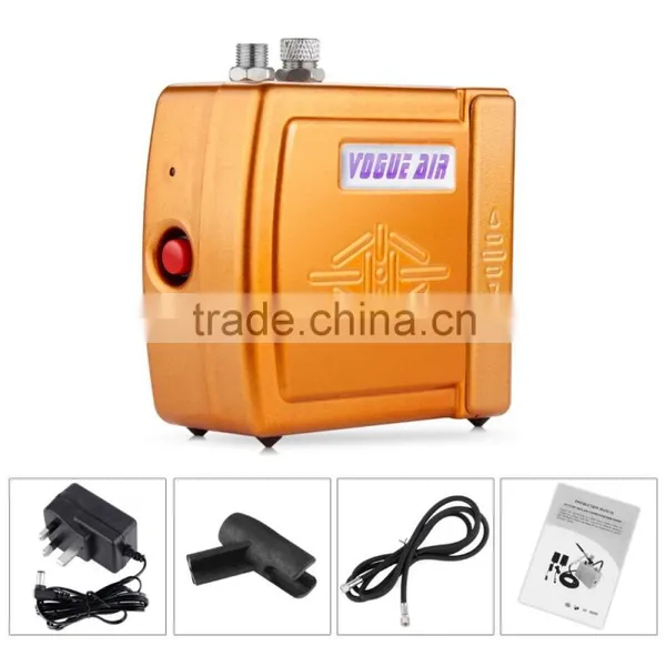 Yellow HS08 Mini Portable Airbrush Compressor Set With UK Adapter for Hobby Cosmetics Nail Tattoo Makeup Body Paint AS-33 photo-5