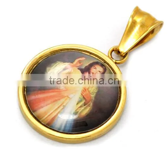 TKB-P1642 Gold Filled Polishining Stainless Steel The Image Of Jesus Christian Fish Religious Jewelry Gift Metal Pendant