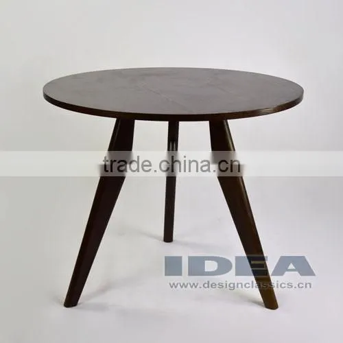 Replica Jean Prouve Gueridon Dining Table - Solid Ash Stained in Walnut Color