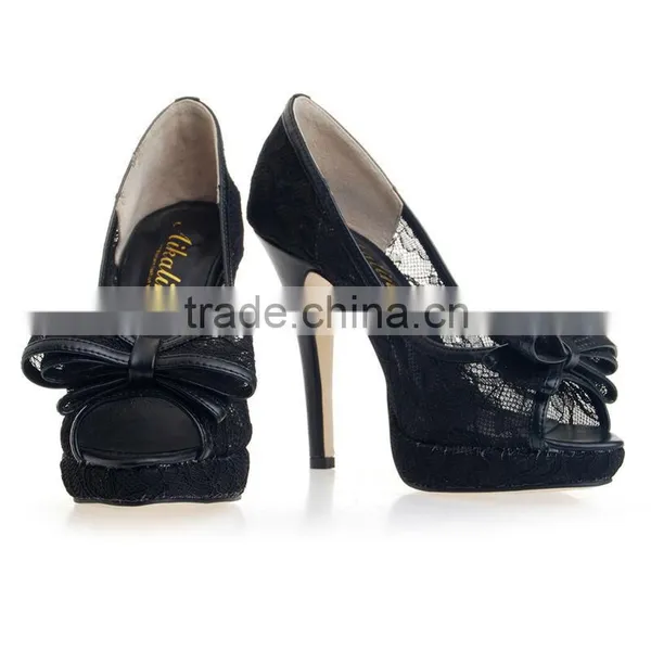 2016 New Designers Fashion Black Stiletto Lace Heels photo-2