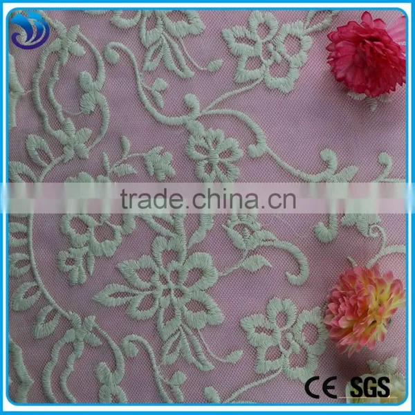 Popular Nylon Net Lace Embroidery Scallop Double Borders Fabric for Lady Dress photo-3