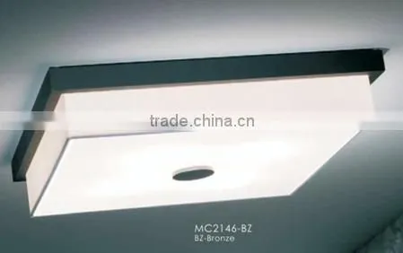 Round Indoor Ceiling Lamp With White Fabric Shade and Glass Disffuser and Bronze Base photo-2