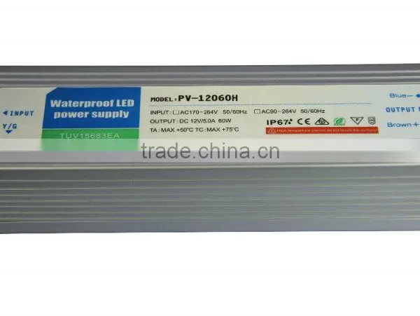 CE RoHS Approved 60w IP67 Switching Power Supply Led Driver 24v Led Transformer